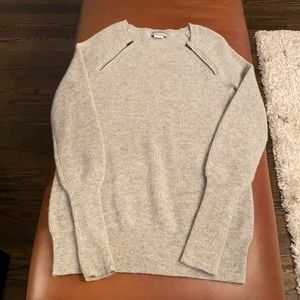 J Crew Cashmere soft grey sweater with zipper details at neck. Size M